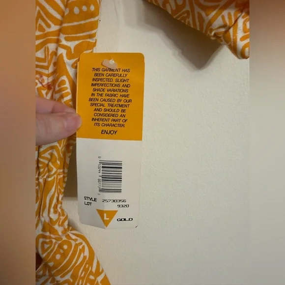 NWT Dreams Vintage 80s Cotton Romper Yellow Abstract Print Size Large L - Picture 5 of 6